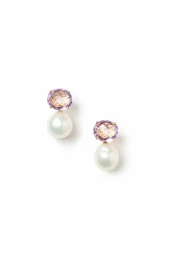 Amethyst Pearl Drop Earrings