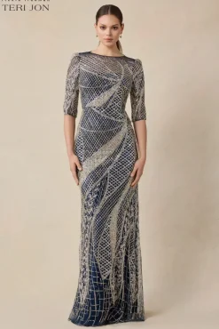 Art Deco Beaded Tulle Gown