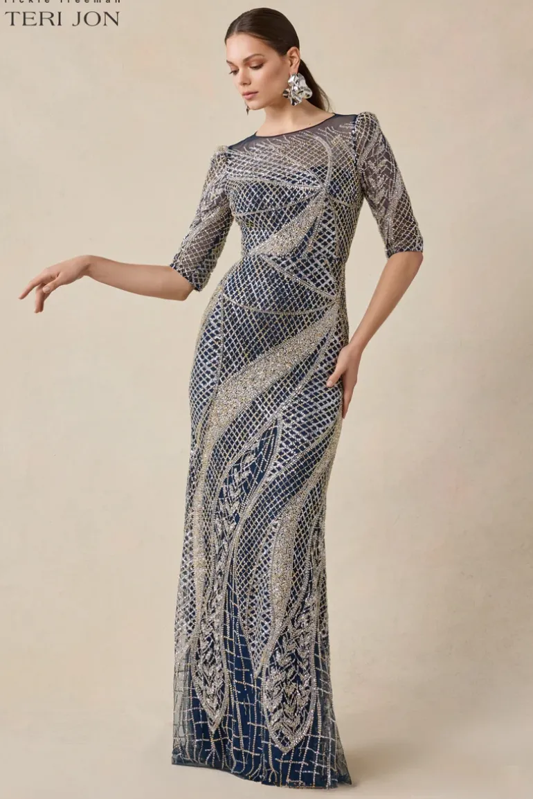 Art Deco Beaded Tulle Gown