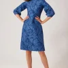 Balloon Sleeve Jacquard A-Line Dress