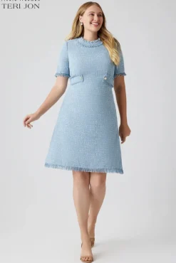 Boucle Tweed Short Sleeve Day Time Dress