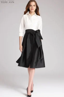 Color Block Taffeta Shirtdress