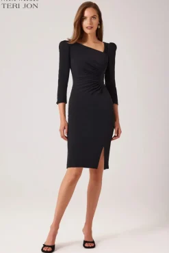 Crepe Asymmetrical Day To Evening Stretch Dress