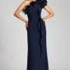 Crepe Column Gown With Organza