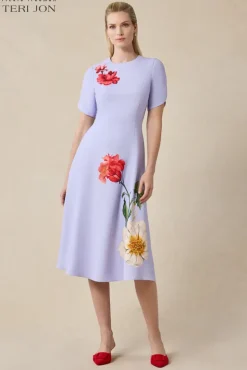 Crepe Digital Flower Print Fit And Flare Dress
