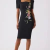 Crepe Embroidered Form Fitting Mini Dress