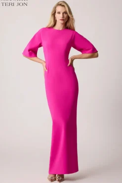 Crepe Fitted Sleeve Gown