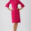 Crepe Keyhole Chest Flounce Cuff Dress
