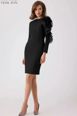 Crepe Taffeta One Applique Sleeve Dress