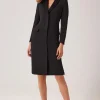 Crepe Tuxedo Dress With Satin Collar