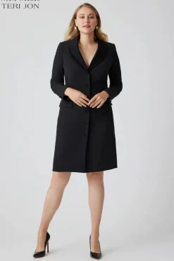 Crepe Tuxedo Dress With Satin Collar