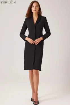 Crepe Tuxedo Dress With Satin Collar