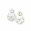 Double Carved Mother of Pearl Flower Drop Earrings