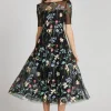 Embroidered Tulle Dress With Floral Print