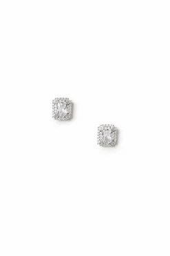 Emerald Cut Crystal Stud Earrings