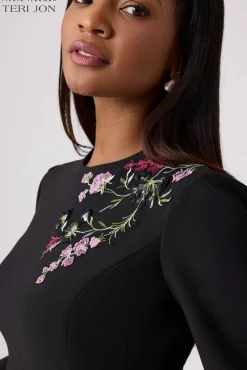 Floral Crepe Applique Dress