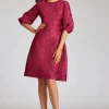 Floral Jacquard Balloon Sleeve Dress