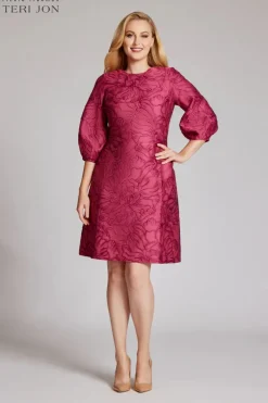 Floral Jacquard Balloon Sleeve Dress