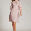 Floral Pattern Jacquard Balloon Sleeve Dress