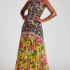 Floral Pleated Halter Neck Gown