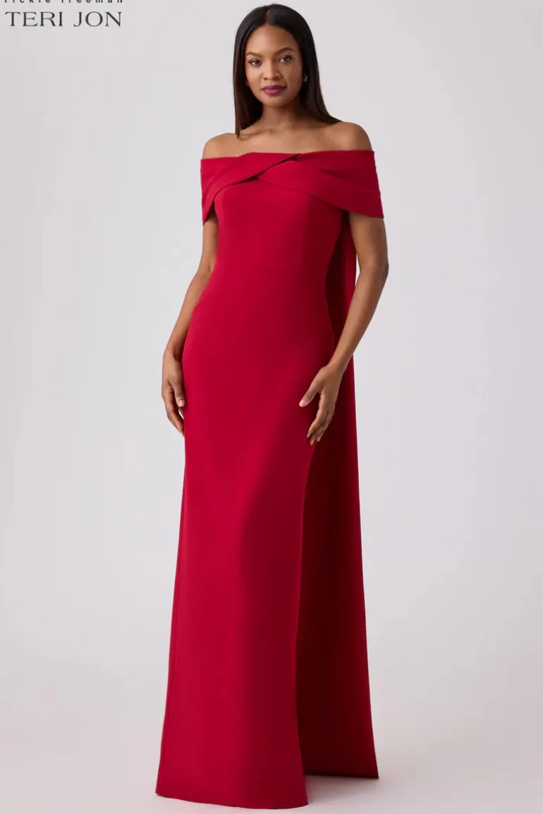 Formal Crepe Train Evening Gown