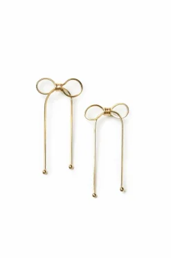 Herringbone Bow Long Drop Earrings