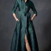Jacquard Border Floral Shirtdress