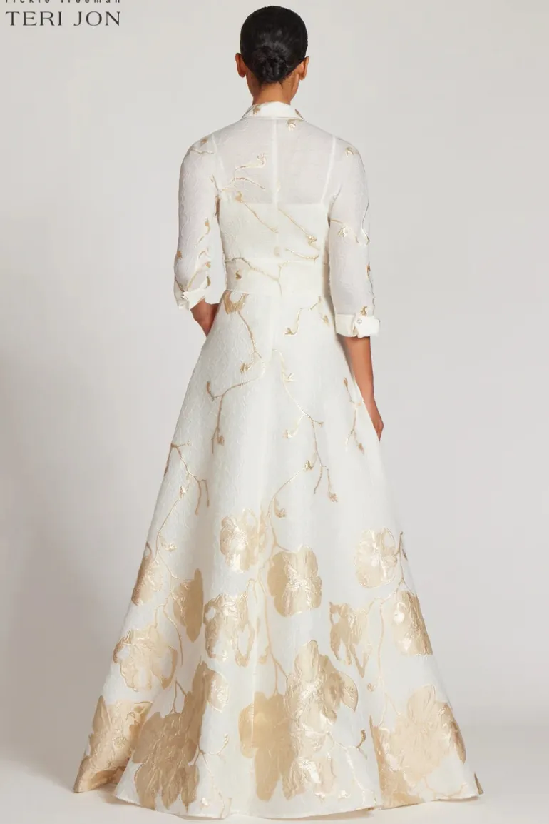 Jacquard Border Pattern Shirt Gown