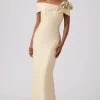 Jacquard 3D Flower Column Gown