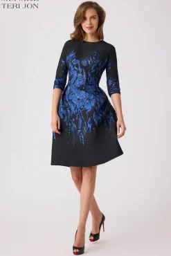 Jacquard Fit And Flare Cocktail Dress