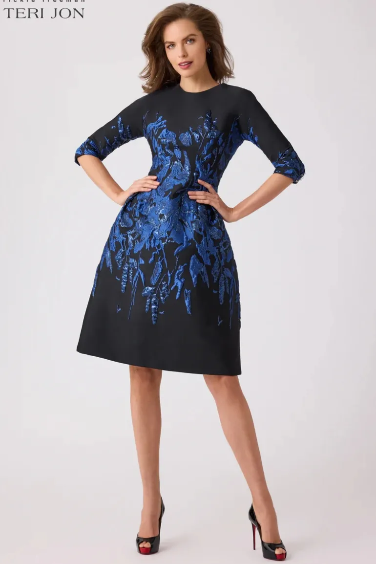 Jacquard Fit And Flare Cocktail Dress