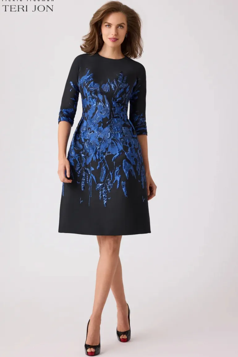 Jacquard Fit And Flare Cocktail Dress