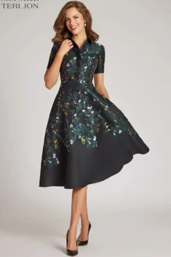 Jacquard Short Sleeve Shirt Dress
