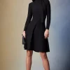 Knitted Merino Wool Dress With Tie Neck Detail