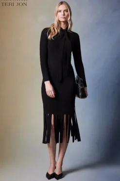 Knitted Merino Wool Dress With Car Wash Fringe
