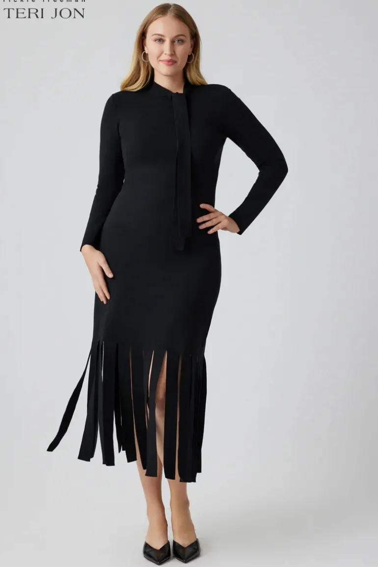 Knitted Merino Wool Dress With Car Wash Fringe