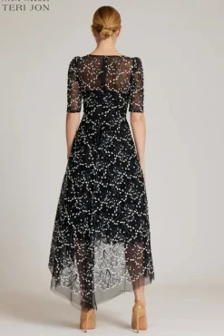 Lace Short Sleeve High Low Dress