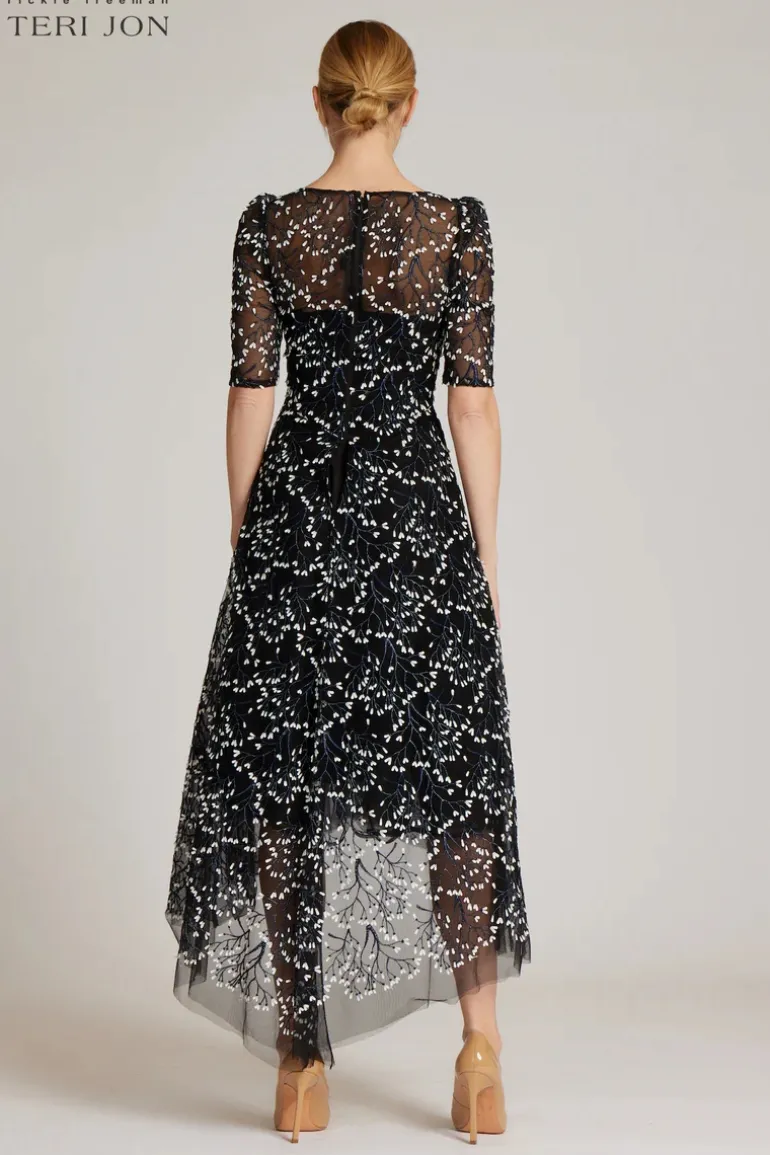 Lace Short Sleeve High Low Dress