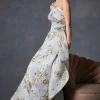 Metallic Jacquard Beaded Gown