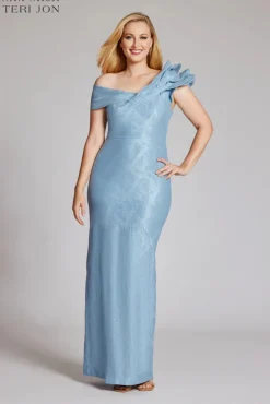 Metallic Jacquard Ruffle Gown