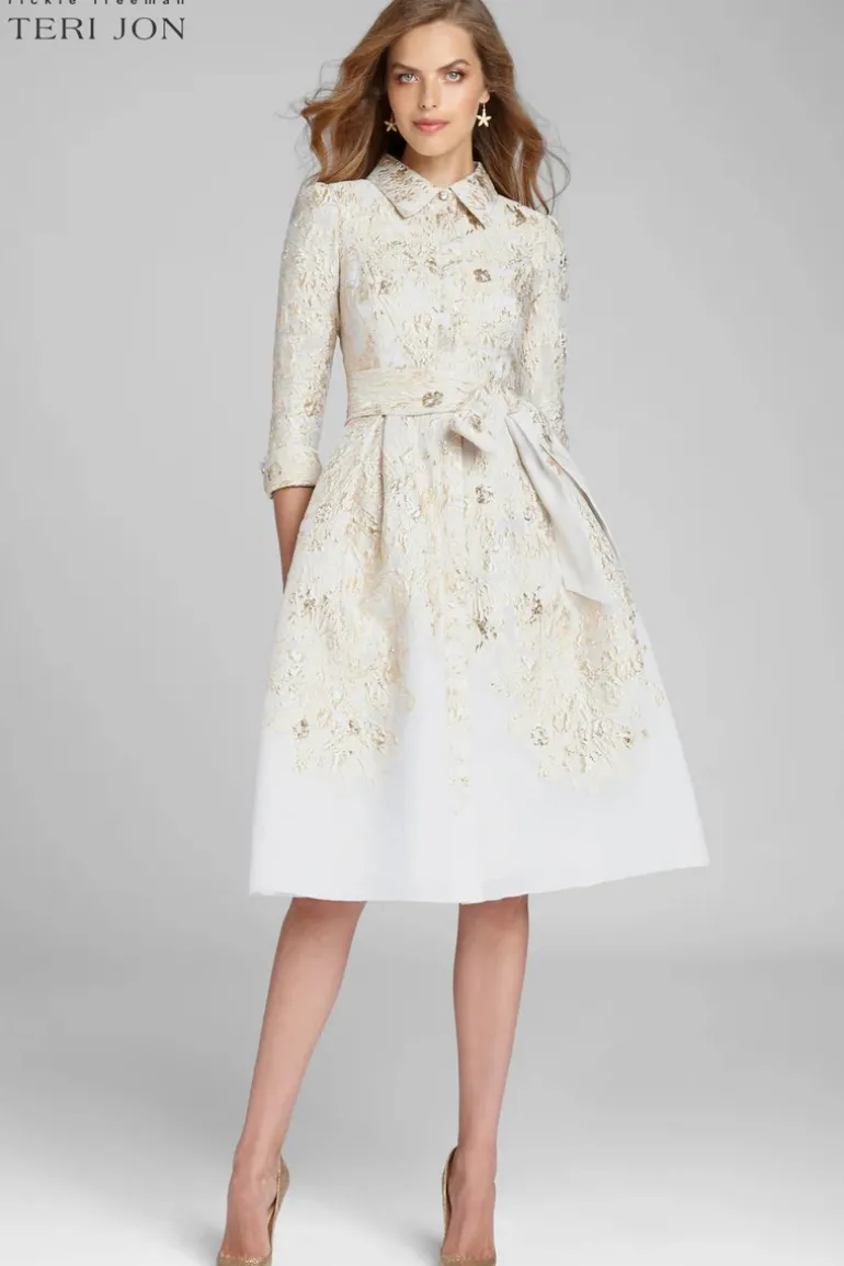 Metallic Jacquard Shirtdress