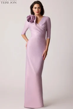 Metallic Jacquard Speckle Pattern Flower Gown