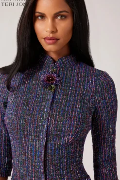 Metallic Tweed Beaded Dress