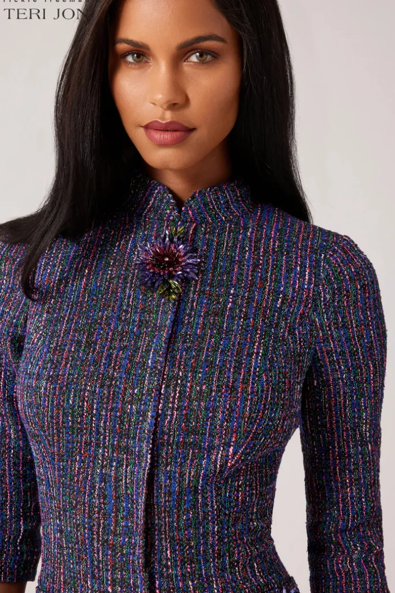 Metallic Tweed Beaded Dress