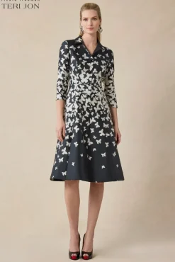 Mikado Butterfly Pattern Coat Dress
