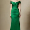 Off Shoulder Portrait Stretch Evening Gown