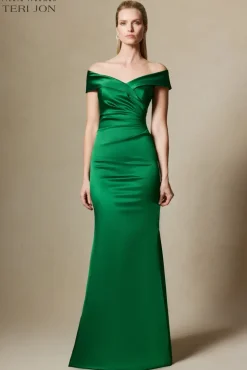 Off Shoulder Portrait Stretch Evening Gown