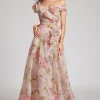 Off the Shoulder Organza Floral Gown