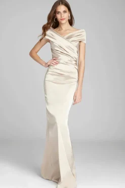 Off The Shoulder Stretch Satin Gown