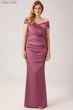 Off The Shoulder Stretch Satin Gown